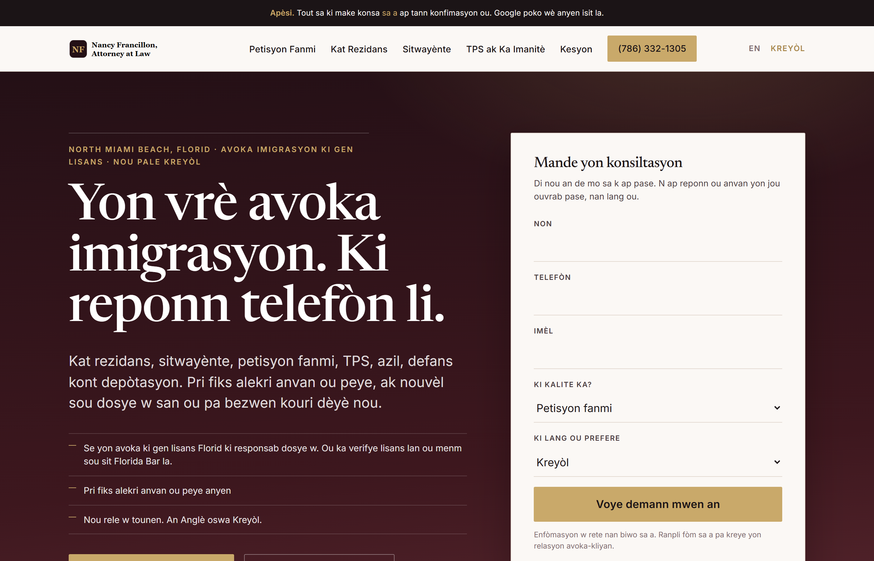 Built Kreyol page for Francillon