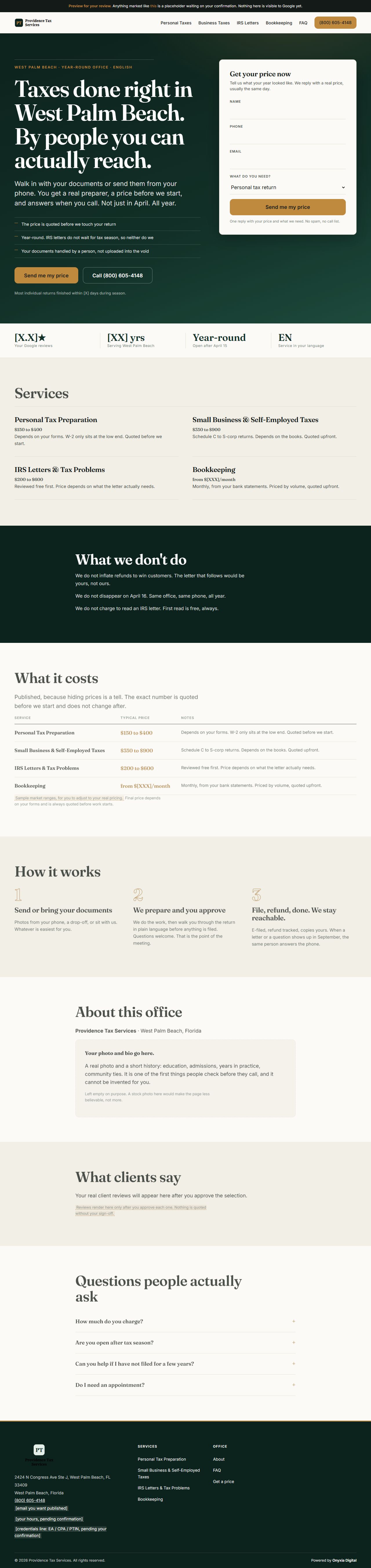 Full built page for Providence