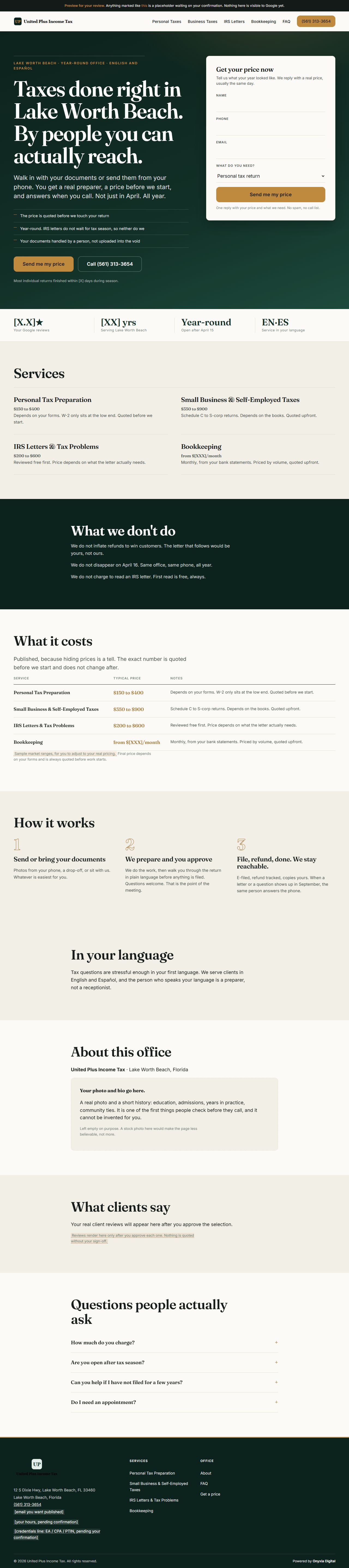 Full built page for United Plus