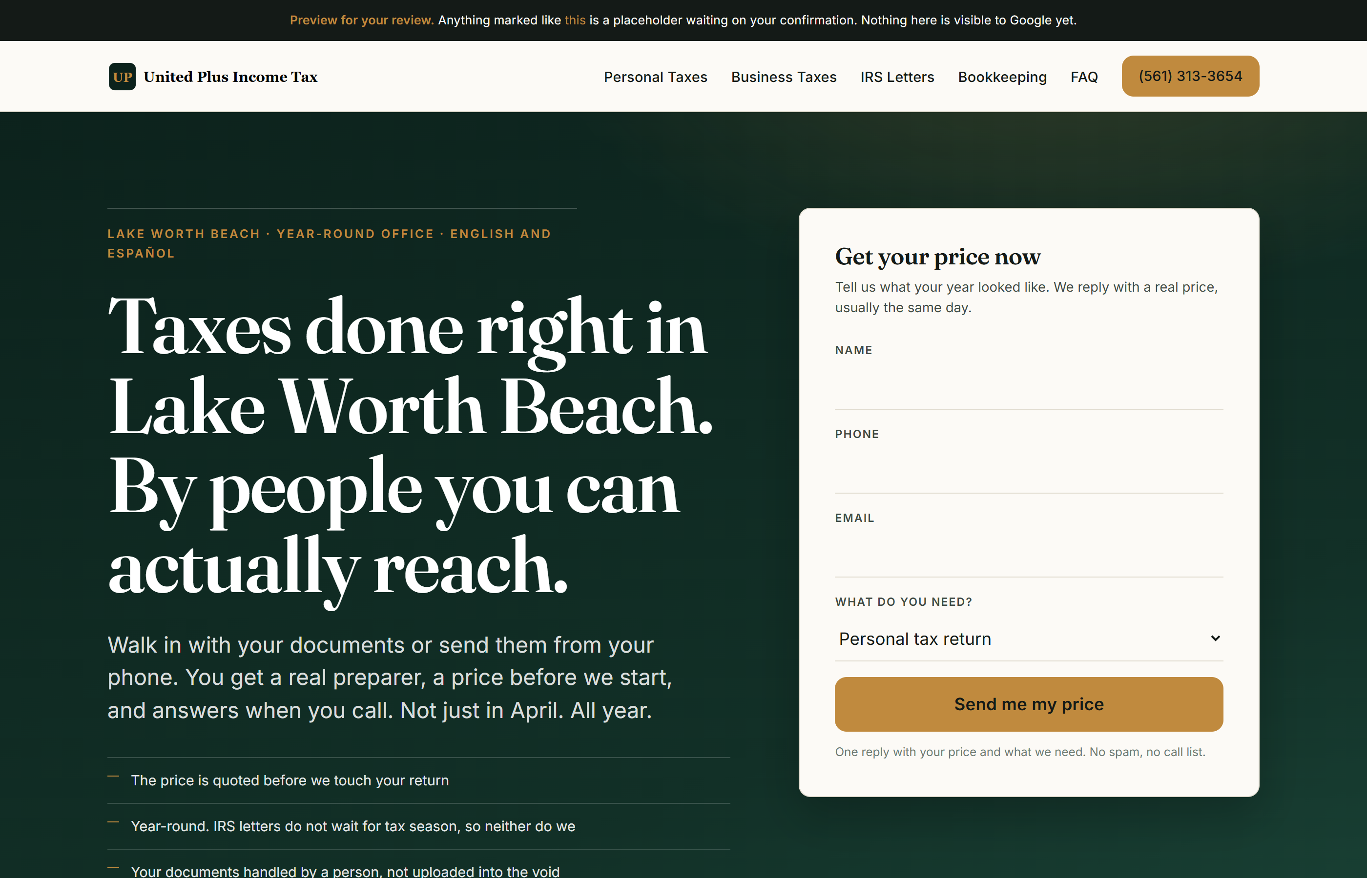 Built site hero for United Plus